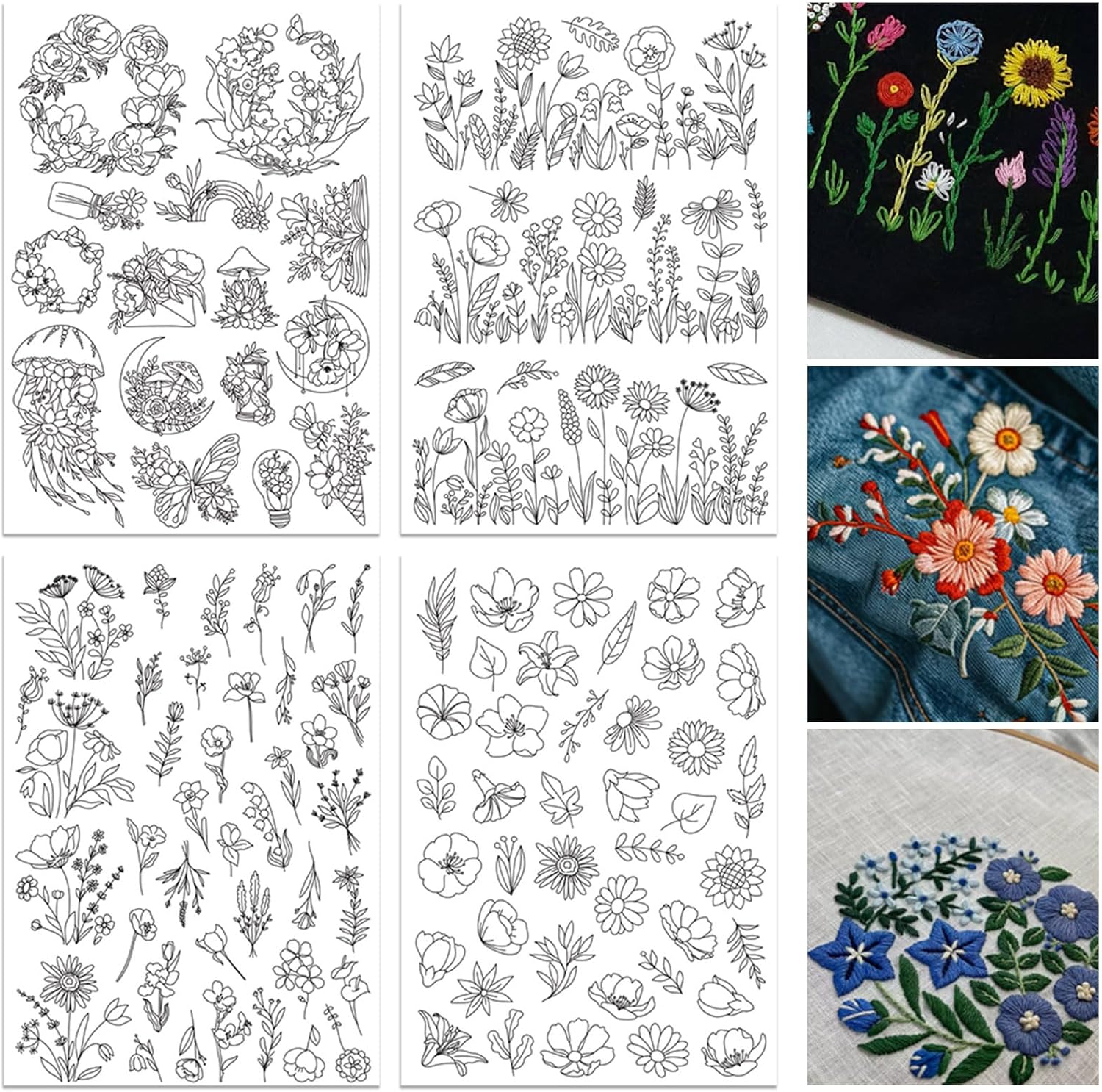 Embroidery Meaning - 4 feuilles de motifs de broderie