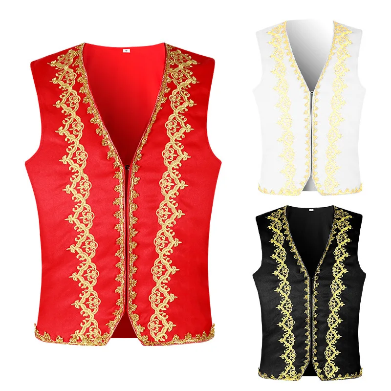 Embroidery Online - Gilet baroque brodé d'or médiéval pour