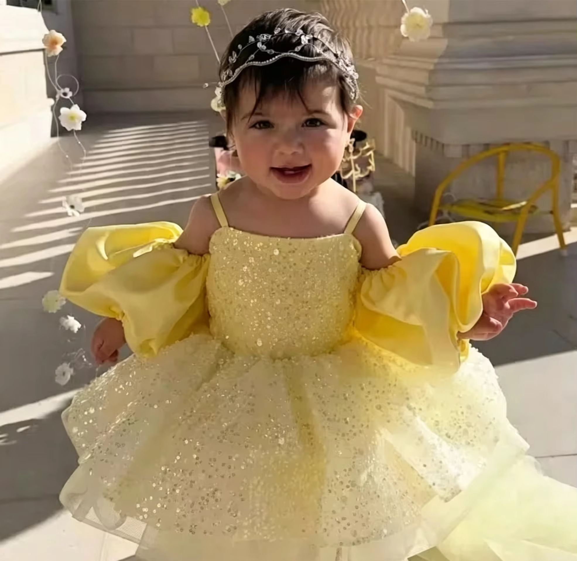 Robes de demoiselle d'honneur  - Embroidery Yellow Dress avis et prix